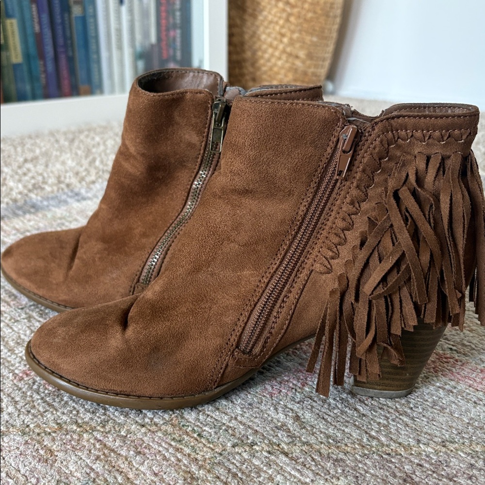 Suede Fringe Ankle Booties